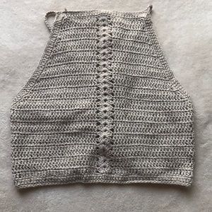 Papaya Taupe Crochet Crop Top